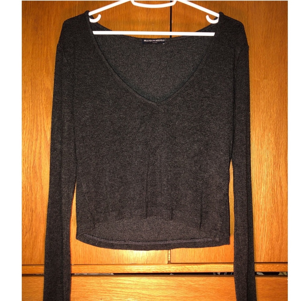 Brandy Melville long sleeve gray crop top